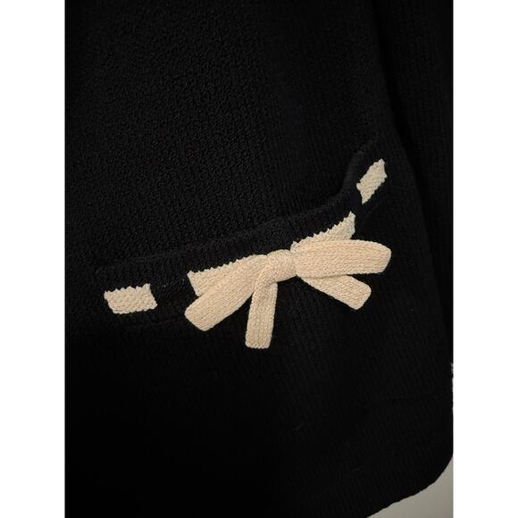 St. John 8 Santana Knit 100% Wool Cardigan Sweater Contrast Trim Jacket Black - Picture 7 of 9